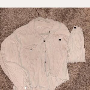 12th Tribe Cream Textured Jacket